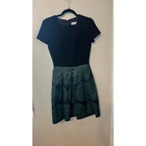 Trina Turk Dresses Black/Green Judy Jacquard Pleated Short sleeve dress Size 4